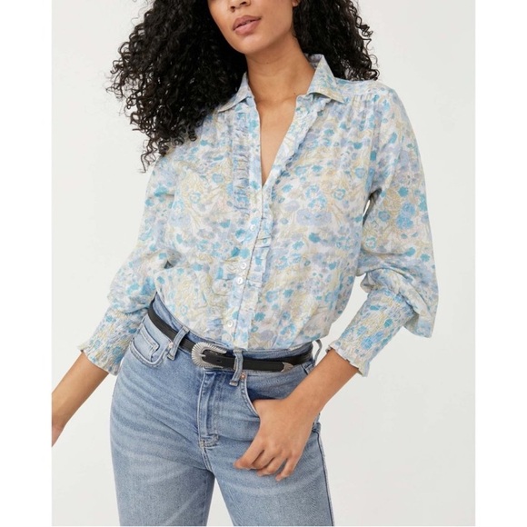 Free People Wild Gardenia Blouse Garden Combo Size Small NWT - Picture 4 of 6